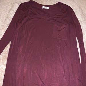 Abercrombie & Fitch Maroon long sleeve oversized T